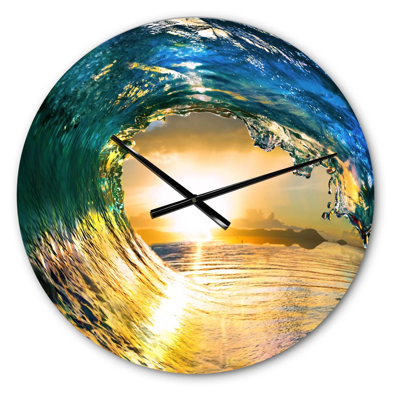 Designart 'Colored Ocean Waves Falling Down Ii Nautical & Coastal Wall Clock